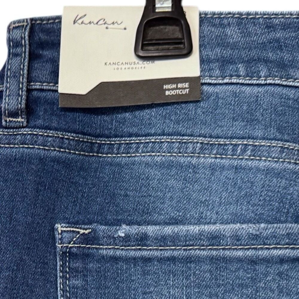 Kancan High Rise Ankle Bootcut Jeans Medium Wash Frayed Hem 13/30 NWT - Picture 12 of 12